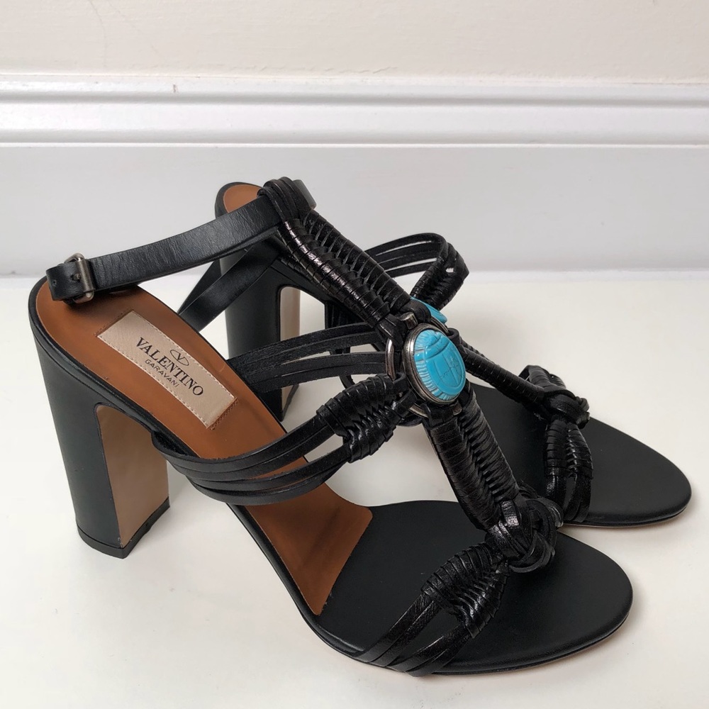 Valentino Braided Leather Scarab Sandals